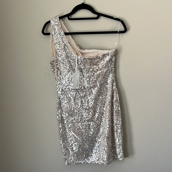NWT One Shoulder Sequins Nude Dress - Picture 4 of 10